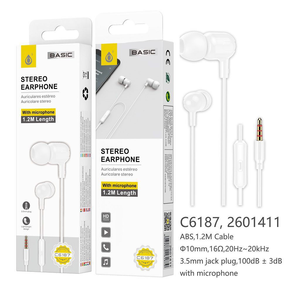 Stereo Earbuds with Microphone | C6187 | Hvid